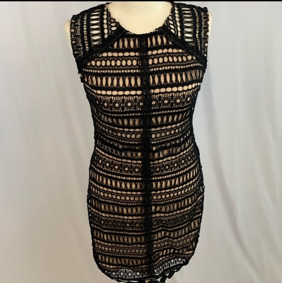 Francesca's Black Lace Sheath Cocktail Dress Size Small - Picture 3 of 7